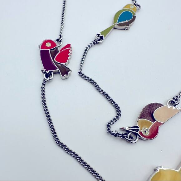 Marc by Marc Jacobs Tweeting Enamel Birds Necklace Long Designer Casual - Picture 2 of 13